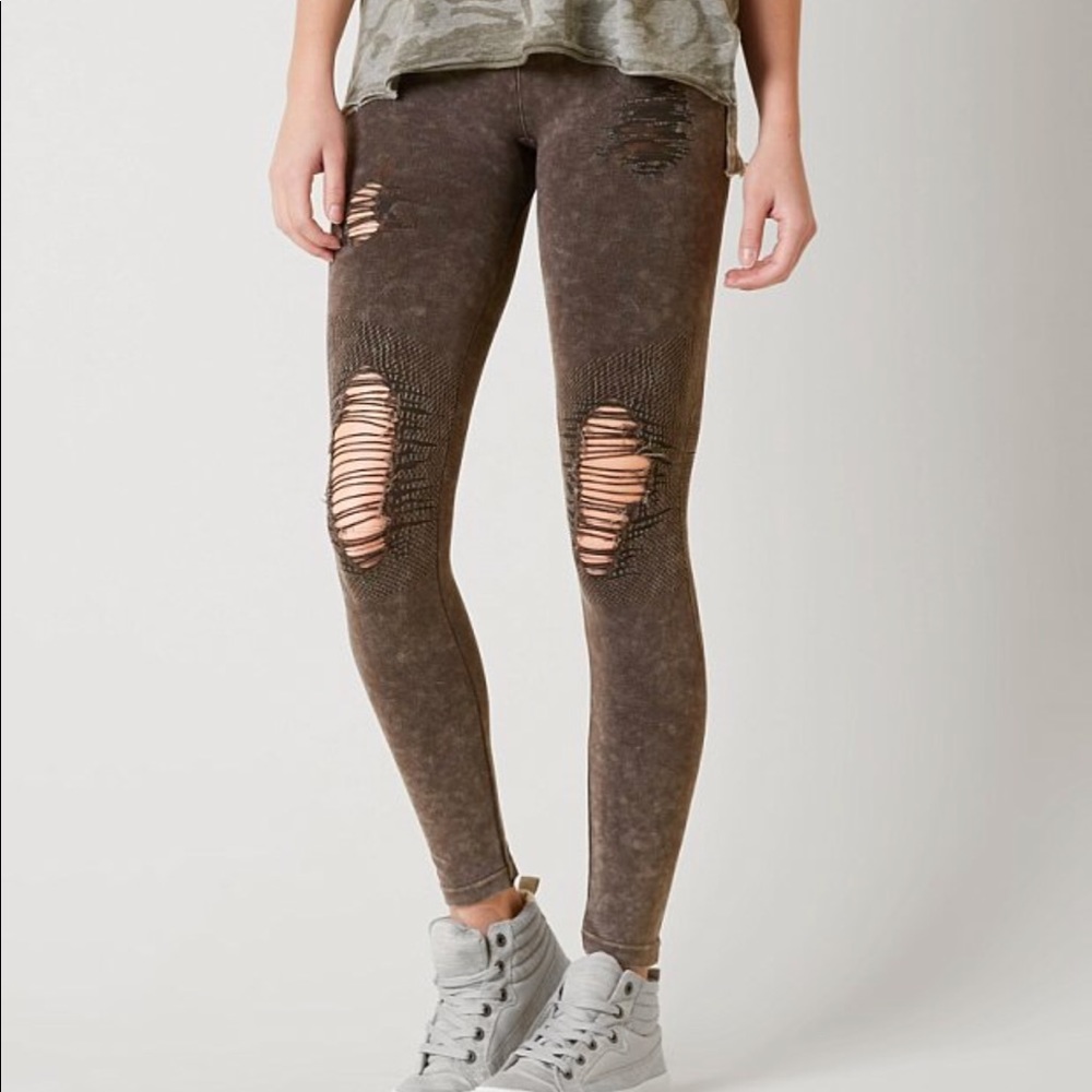 Acid Wash Black Leggings